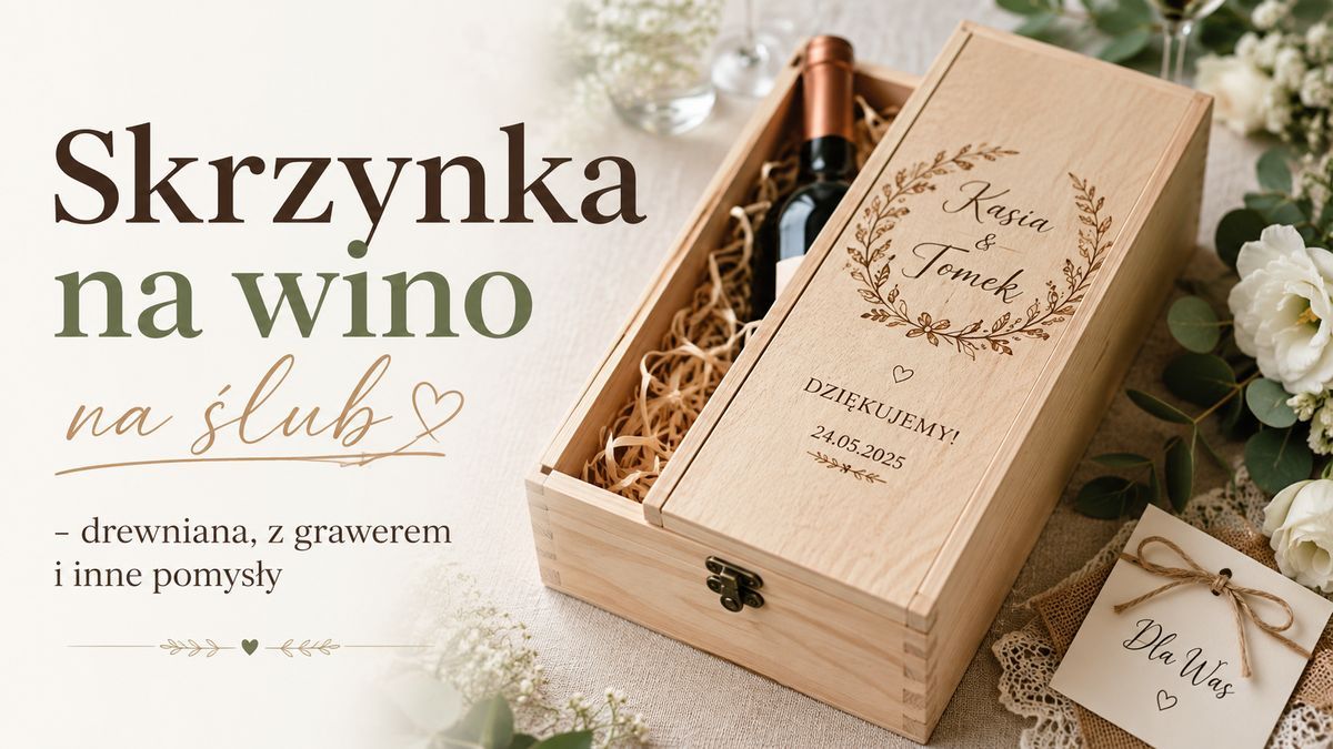 Read more about the article Skrzynka na wino na ślub – drewniana, z grawerem i inne pomysły